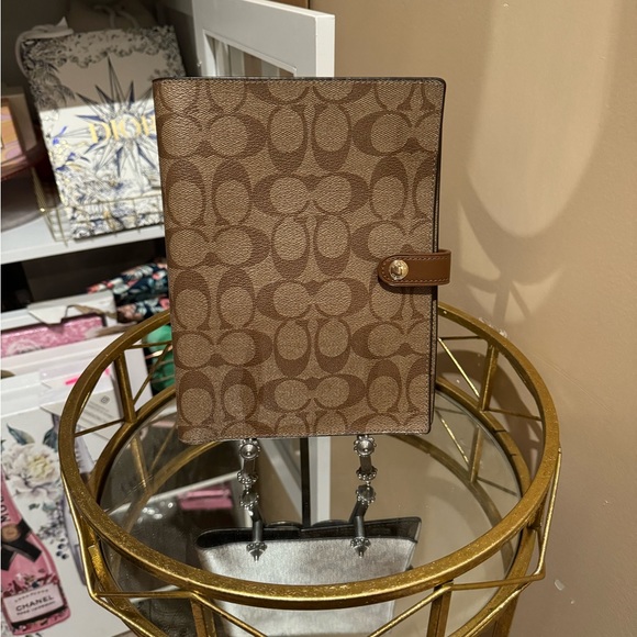 Coach Accessories - Coach Notebook Journal In Signature Canvas w/ Smooth Leather Details Khaki